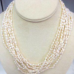 Multi strands FreshWater Pearls Rice Style Necklac